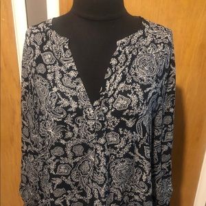 Navy blue n white blouse